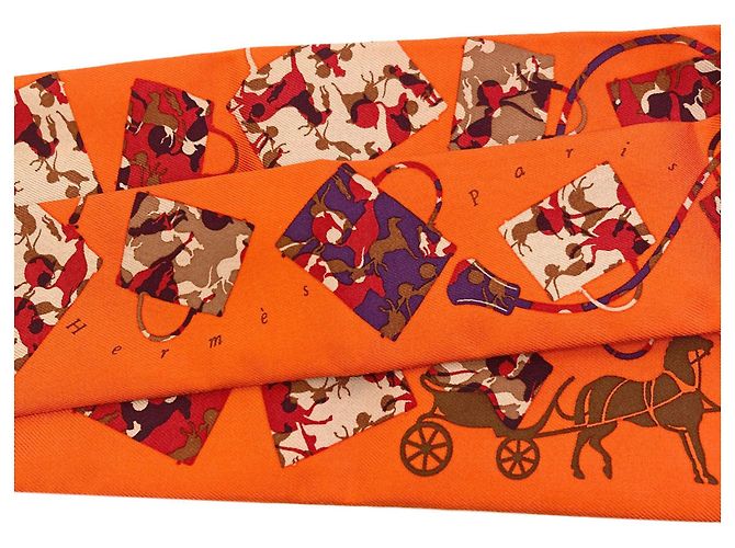Lenço de seda Hermès Twilly em Orange Laranja - vista 3