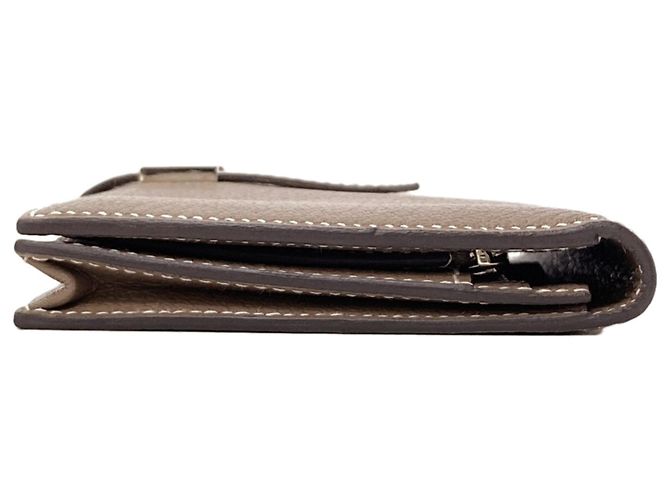 Hermès Portafoglio lungo Hermes Bearn Soufflet in Etoupe Gray Taupe - vista 3