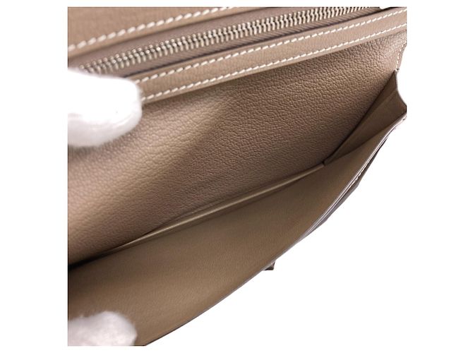 Hermès Portafoglio lungo Hermes Bearn Soufflet in Etoupe Gray Taupe - vista 5
