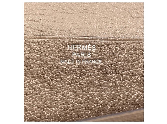 Hermès Portafoglio lungo Hermes Bearn Soufflet in Etoupe Gray Taupe - vista 7