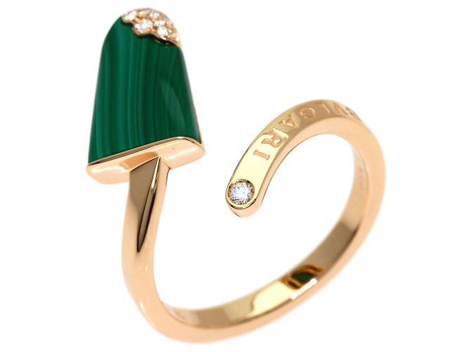 Bulgari Anello Bvlgari Gelati in Malachite e Diamanti in Oro Rosa 18K - vista 2