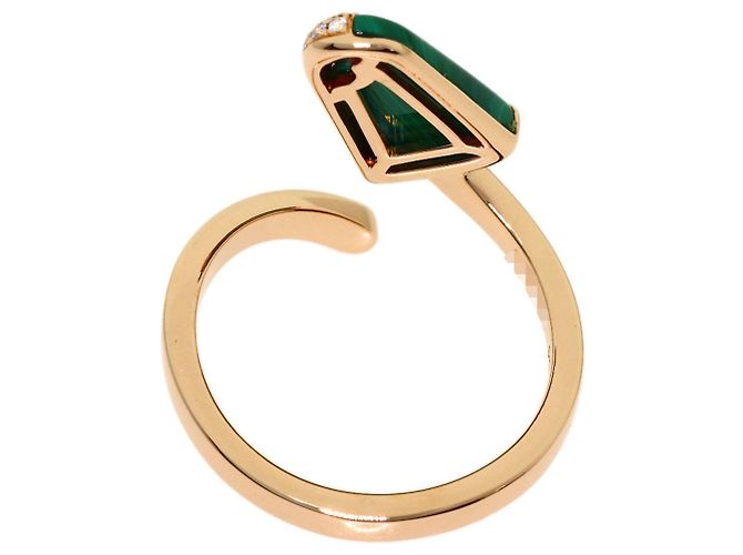 Bulgari Anello Bvlgari Gelati in Malachite e Diamanti in Oro Rosa 18K - vista 4