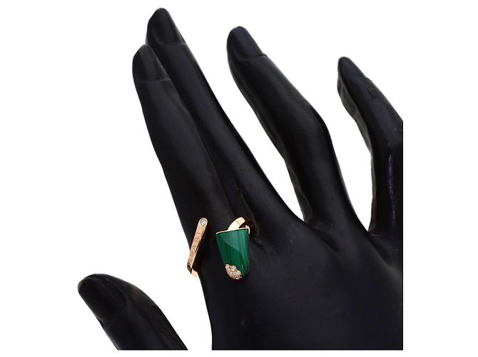 Bulgari Anello Bvlgari Gelati in Malachite e Diamanti in Oro Rosa 18K - vista 7