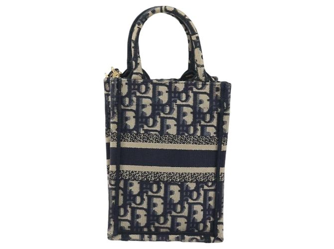 Christian Dior Book Tote Phone Oblique Canvas Mini Blu navy - vista 2