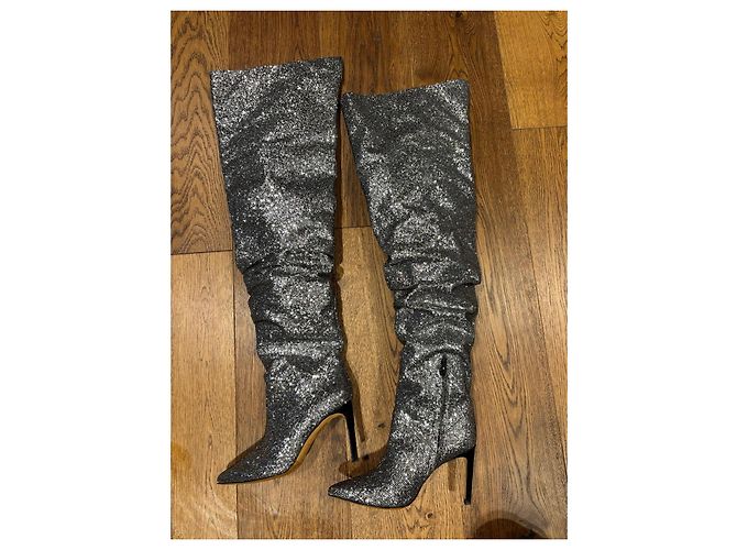 IRO Silberne Glitzer-Stiefel mit Raffung - Ansicht 4