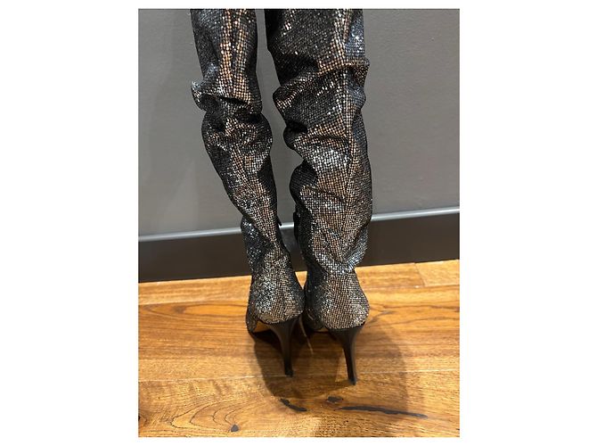 IRO Silberne Glitzer-Stiefel mit Raffung - Ansicht 5