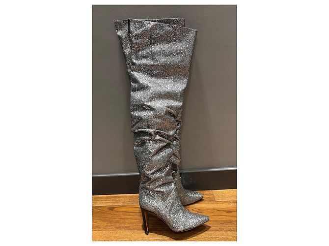 IRO Silberne Glitzer-Stiefel mit Raffung - Ansicht 8