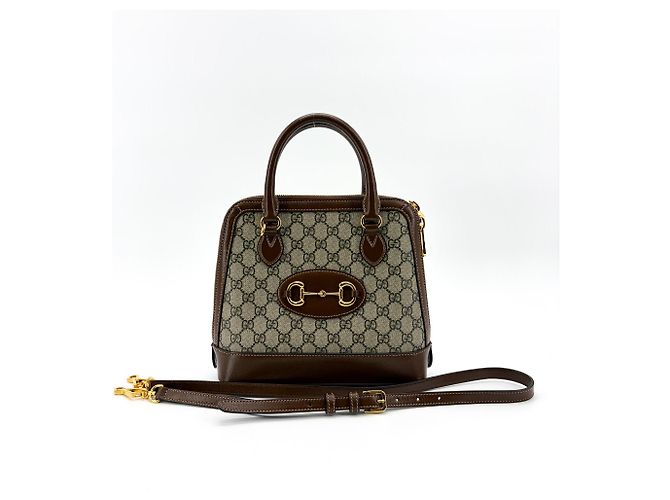 Gucci Horsebit 1955 GG Canvas with Leather Small Marrone - vista 2