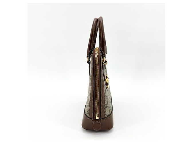 Gucci Horsebit 1955 GG Canvas with Leather Small Marrone - vista 5