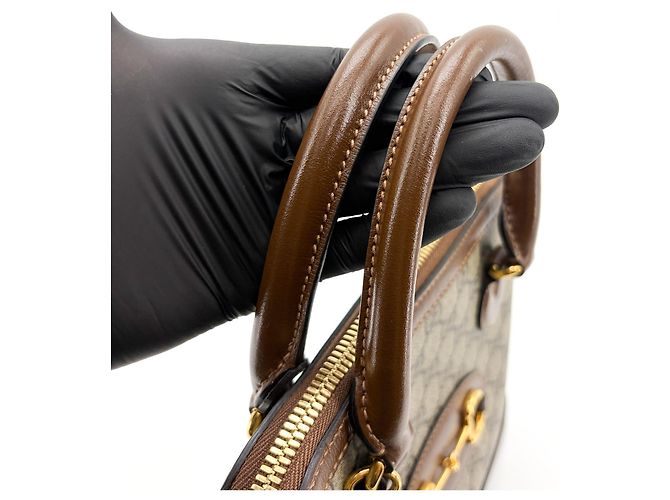 Gucci Horsebit 1955 GG Canvas with Leather Small Marrone - vista 7