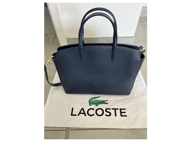 Borsa Lacoste in pelle testurizzata blu navy - vista 2
