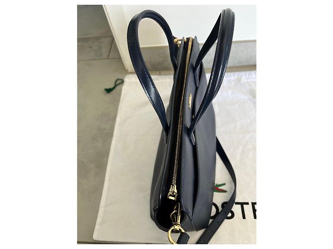 Borsa Lacoste in pelle testurizzata blu navy - vista 3