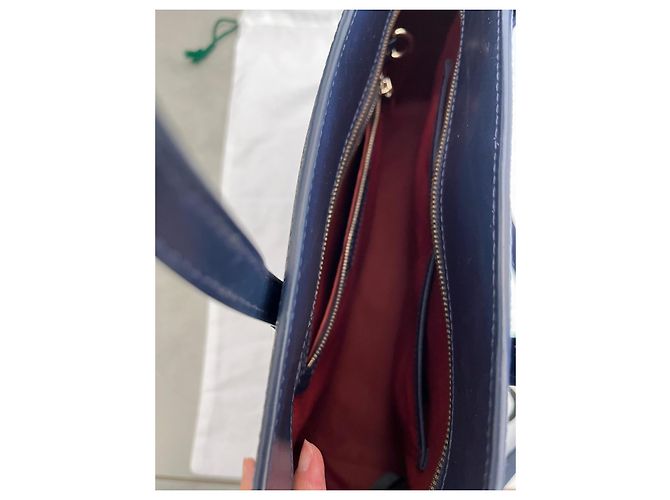 Borsa Lacoste in pelle testurizzata blu navy - vista 7