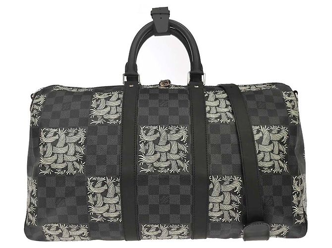 Louis Vuitton Keepall Bandouliere Limited Edition Nemeth Damier Graphite 45 Nero - vista 2