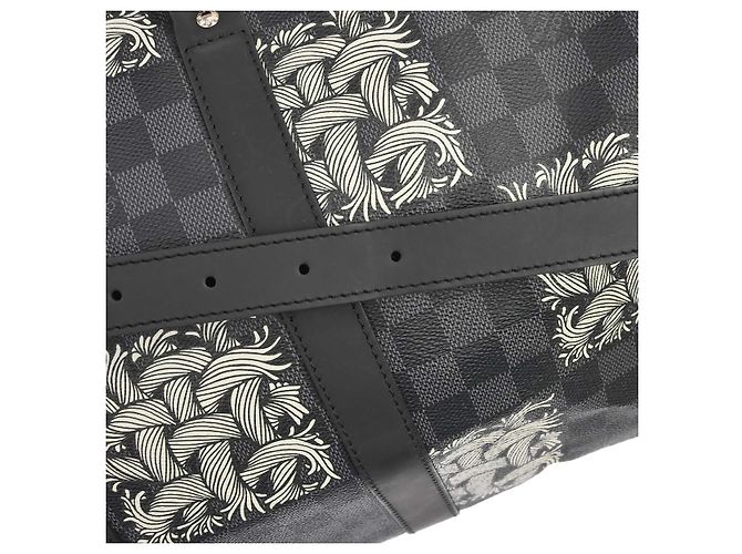Louis Vuitton Keepall Bandouliere Limited Edition Nemeth Damier Graphite 45 Nero - vista 7