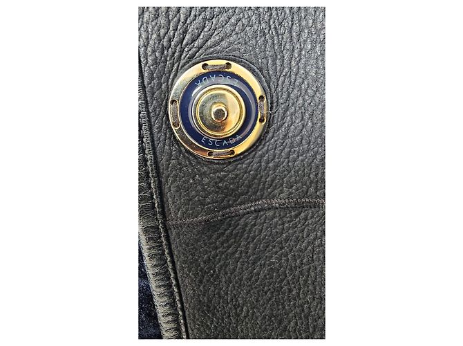 Cappotto in pelle di agnello e pelliccia Escada Nero - vista 7