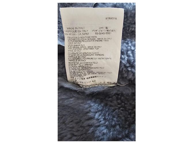 Casaco Prada em pele de carneiro e pele de vison com ornamentos Cinza Metálico - vista 4