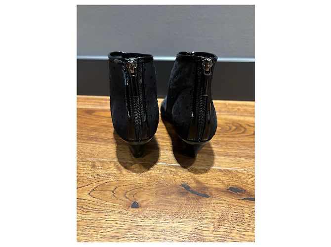 Christian Dior Stivaletti in Tulle Nero a Pois - vista 3