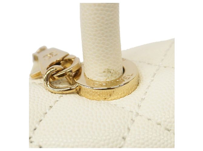 Coco Handle Borsa Chanel in pelle di vitello martellata bianca Bianco - vista 11