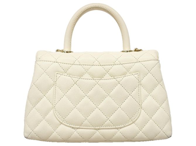 Coco Handle Borsa Chanel in pelle di vitello martellata bianca Bianco - vista 12