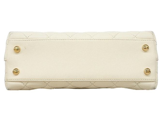 Coco Handle Borsa Chanel in pelle di vitello martellata bianca Bianco - vista 3