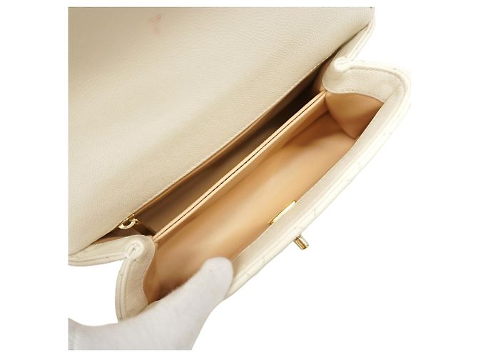 Coco Handle Borsa Chanel in pelle di vitello martellata bianca Bianco - vista 4
