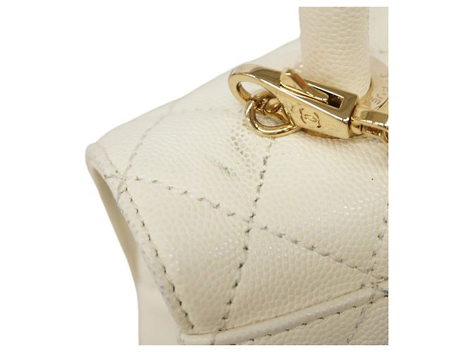 Coco Handle Borsa Chanel in pelle di vitello martellata bianca Bianco - vista 7