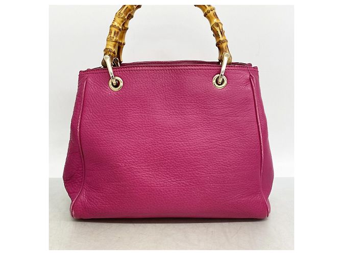 Sac à main Gucci Bamboo en cuir violet - vue 12