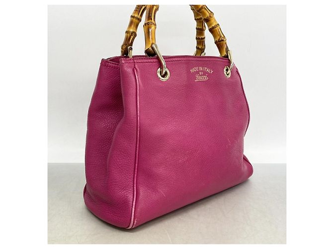 Sac à main Gucci Bamboo en cuir violet - vue 2