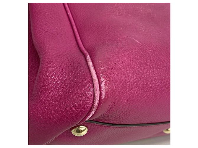 Sac à main Gucci Bamboo en cuir violet - vue 6