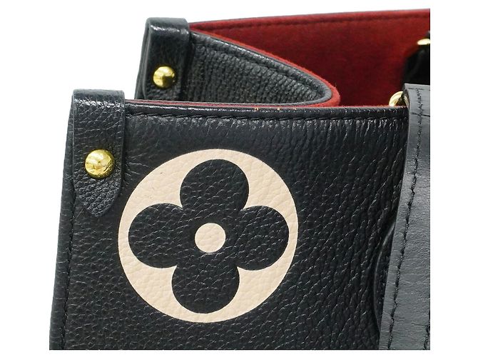 Borsa Tote Louis Vuitton Monogram Empreinte Bicolor OnTheGo MM Nero Beige - vista 10
