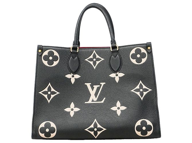 Borsa Tote Louis Vuitton Monogram Empreinte Bicolor OnTheGo MM Nero Beige - vista 13