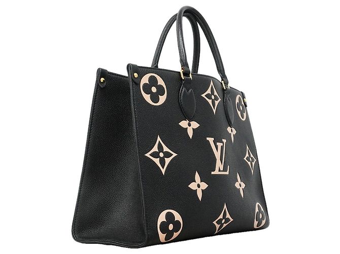Borsa Tote Louis Vuitton Monogram Empreinte Bicolor OnTheGo MM Nero Beige - vista 2