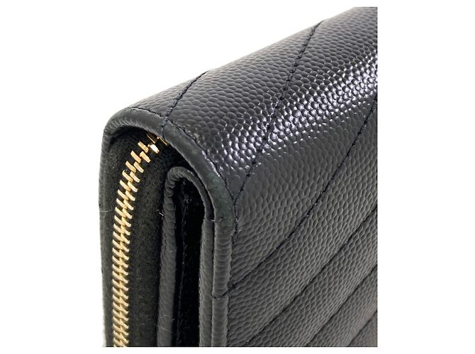 Autre Marque Saint Laurent Cassandra Bi-fold Leather Wallet Black - view 12