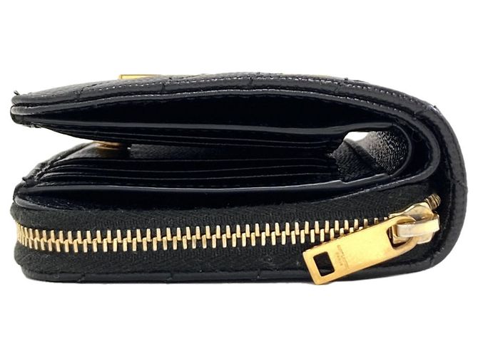 Autre Marque Saint Laurent Cassandra Bi-fold Leather Wallet Black - view 3