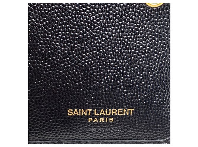 Autre Marque Saint Laurent Cassandra Bi-fold Leather Wallet Black - view 7