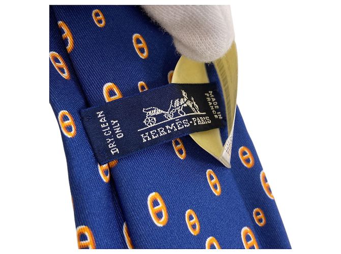 Hermès Cravate en soie Hermes Maillon Panda pour hommes Bleu - vue 4