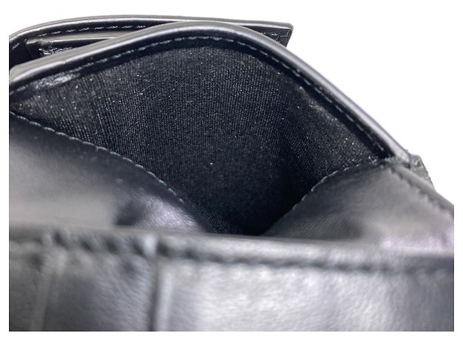 Céline Portafoglio in pelle bi-fold con logo Celine da uomo Nero - vista 8