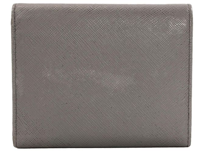 Prada Logo Tri-fold Geldbörse aus grauem Saffiano-Leder Braun - Ansicht 2