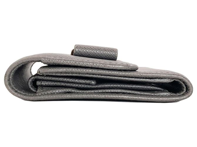 Prada Logo Tri-fold Geldbörse aus grauem Saffiano-Leder Braun - Ansicht 3