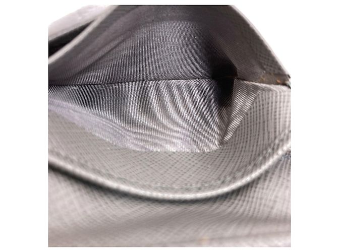 Prada Logo Tri-fold Geldbörse aus grauem Saffiano-Leder Braun - Ansicht 8