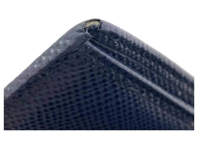 Prada Logo Bi-fold Wallet in Navy Saffiano Leather Navy blue - view 10