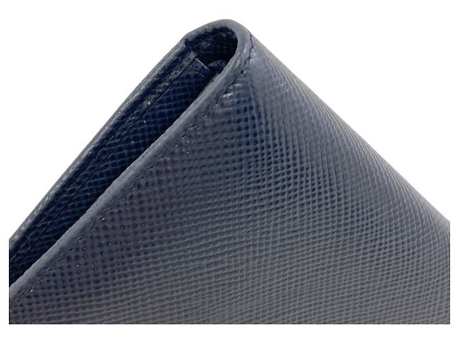 Prada Logo Bi-fold Wallet in Navy Saffiano Leather Navy blue - view 11