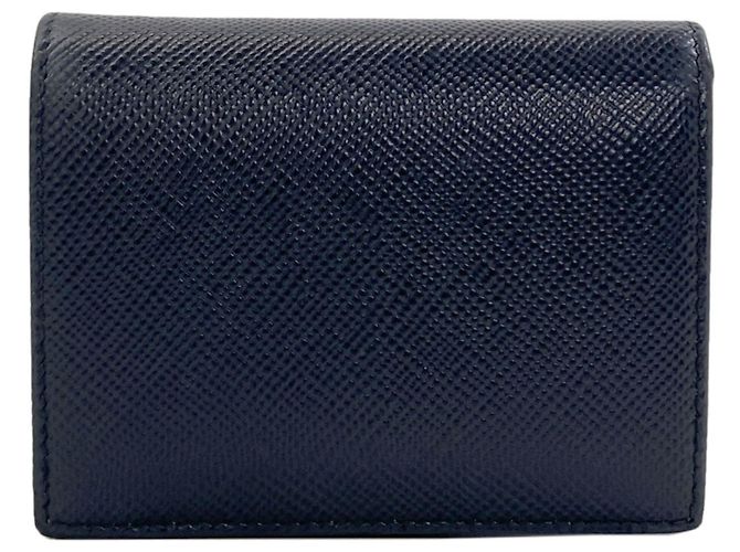 Prada Logo Bi-fold Wallet in Navy Saffiano Leather Navy blue - view 2