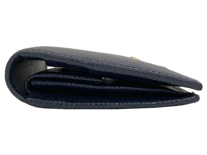 Prada Logo Bi-fold Wallet in Navy Saffiano Leather Navy blue - view 3