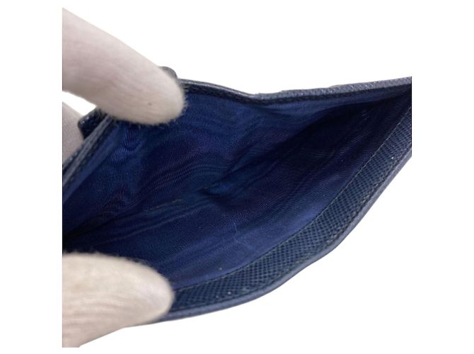 Prada Logo Bi-fold Wallet in Navy Saffiano Leather Navy blue - view 5