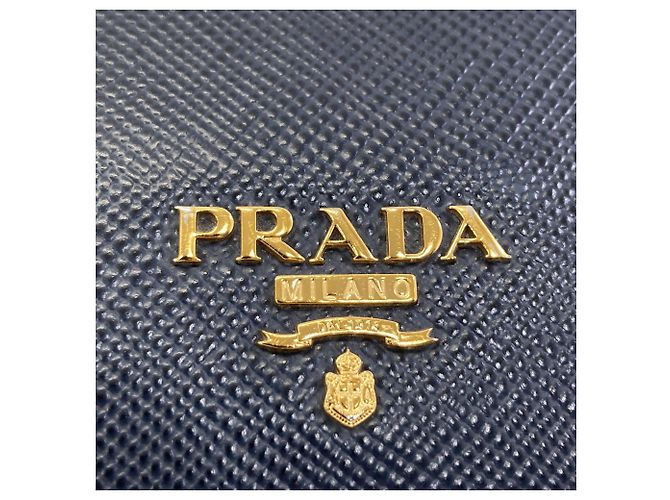 Prada Logo Bi-fold Wallet in Navy Saffiano Leather Navy blue - view 8