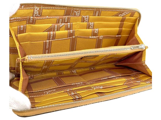 Hermès Portafoglio lungo Hermes Azap in seta color Gold D'oro - vista 4