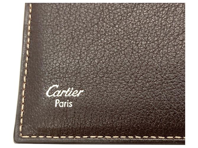 Cartier Logo Bi-fold Leather Wallet for Men Dark brown - view 6