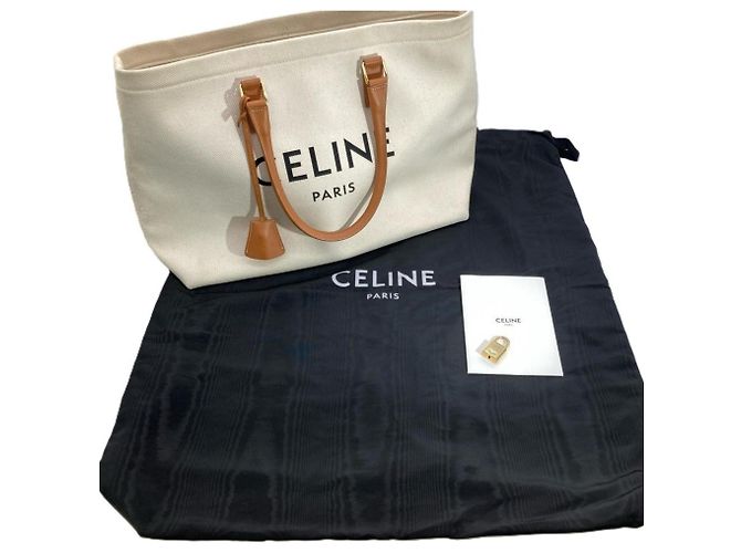Cabas Céline Borsa Tote Orizzontale Celine Beige - vista 10